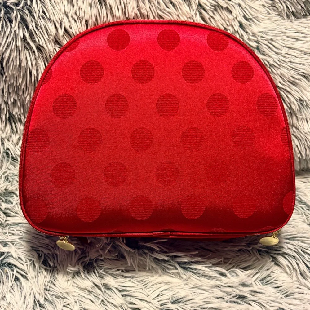 Estée Lauder 2025 Holiday Blockbuster Red polkadot Train Case Makeup Bag